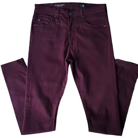 AG ADRIANO GOLDSCHMIED “The Farrah Skinny” Jeans in Burgundy Size 27R - Picture 1 of 10